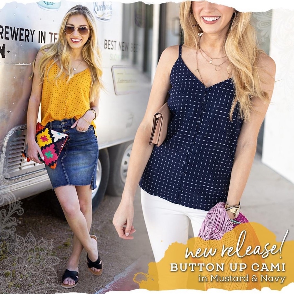 Grace & Lace Button up cami mustard